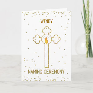 Individuelle Name-Namensfeier Gold Cross Karte