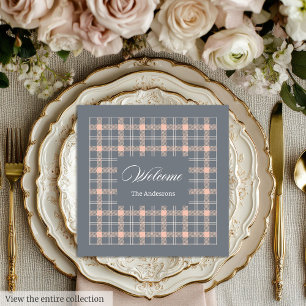 Individuelle Name Napkins Coral Gray Kariert Elega Serviette