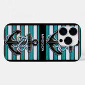Individuelle Name Nautic Anchor Muster Case-Mate iPhone Hülle (Rückseite (Horizontal))