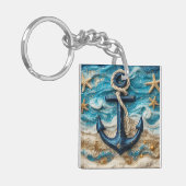 Individuelle Name Nautical Anchor Beach Schlüsselanhänger (Vorderseite links)