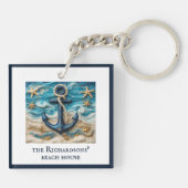 Individuelle Name Nautical Anchor Beach Schlüsselanhänger (Rückseite)