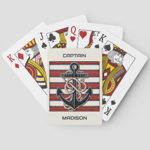 Individuelle Name Nautical Anchor Spielkarten