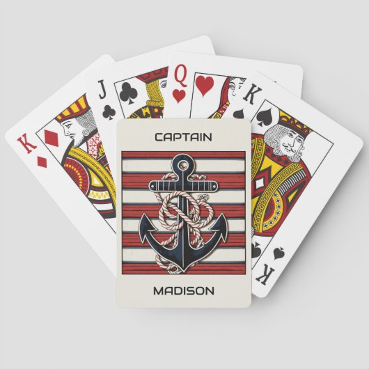 Individuelle Name Nautical Anchor Spielkarten (Rückseite)