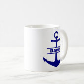 Individuelle Name Nautical Blue Anchor Tasse (VorderseiteRechts)