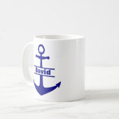 Individuelle Name Nautical Blue Anchor Tasse (Vorderseite Links)