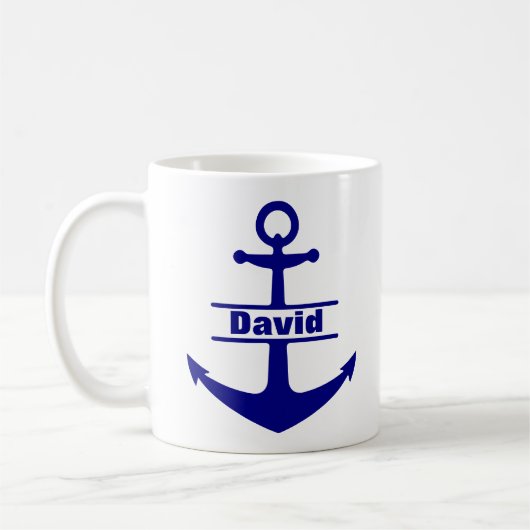 Individuelle Name Nautical Blue Anchor Tasse (Links)