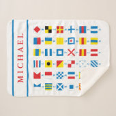 Individuelle Name Nautical Flags Baby Boy Sherpa B Sherpadecke (Vorderseite (Horizontal))