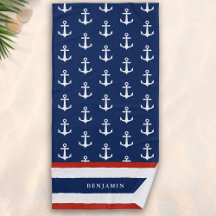 Individuelle Name Nautical Navy Blue White Anchor