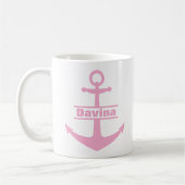 Individuelle Name Nautical Pink Anchor Tasse (Links)