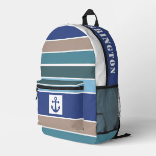 Individuelle Name Nautische Streifen Bedruckter Rucksack