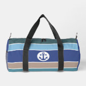 Individuelle Name Nautische Streifen Duffle Bag (Rückseite)