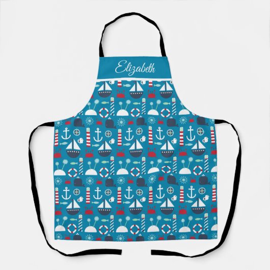 Individuelle Name Nautische Symbole Koch Schürze (Vorderseite)
