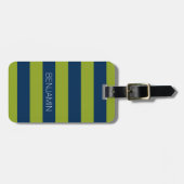 Individuelle Name Navy Blue und Lime Green Rugby S Gepäckanhänger (Vorderseite horizontal)