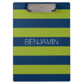 Individuelle Name Navy Blue und Lime Green Rugby S Klemmbrett (Vorderseite)