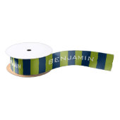 Individuelle Name Navy Blue und Lime Green Rugby S Satinband (Spule)