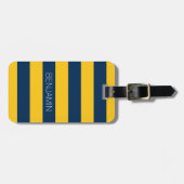 Individuelle Name Navy Blue und Yellow Rugby Strip Gepäckanhänger (Vorderseite horizontal)