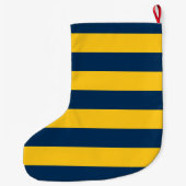 Individuelle Name Navy Blue und Yellow Rugby Strip Großer Weihnachtsstrumpf (Rückseite)