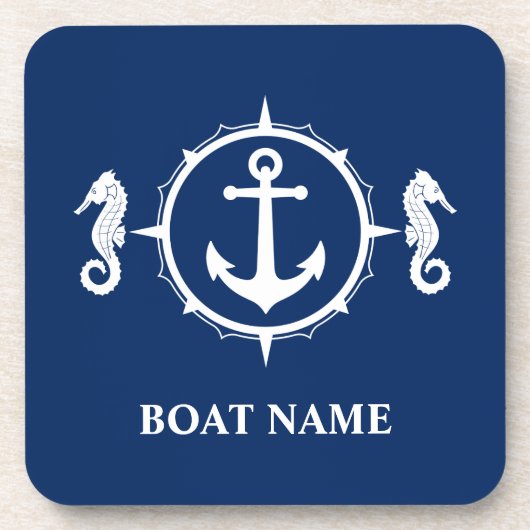 Individuelle Name Navy Blue Untersetzer Cork Back  (Vorderseite)