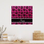 Individuelle Name Nebel Hot Rosa Glitzer Schwarze  Poster (Küche)