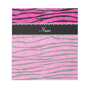 Individuelle Name Nebel Hot Rosa Glitzer Zebra Dia Notizblock