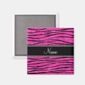 Individuelle Name Nebel Rosa Glitzer Zebrastreifen Magnet (Vorderseite/Rückseite)