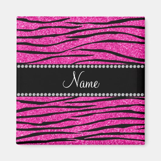 Individuelle Name Nebel Rosa Glitzer Zebrastreifen Magnet (Vorne)