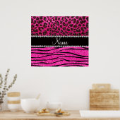 Individuelle Name Nebel rosa Zebrastreifen Leopard Poster (Küche)