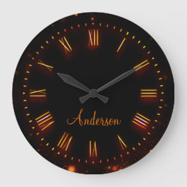 Individuelle Name Neon Black Classic Elegante Rom Runde Wanduhr