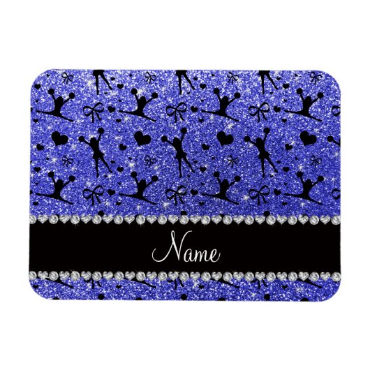 Individuelle Name Neon blauer Glitzer Chefin Magnet (Horizontal)