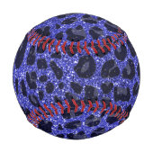 Individuelle Name Neon Blue Glitzer Leopard Druck Baseball (Rückseite)