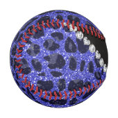 Individuelle Name Neon Blue Glitzer Leopard Druck Baseball (Vorderseite Links)