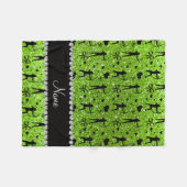 Individuelle Name Neon Green Glitzer Bogenschießen Fleecedecke (Vorderseite (Horizontal))