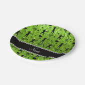 Individuelle Name Neon Green Glitzer Bogenschießen Pappteller (Schrägansicht)