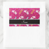 Individuelle Name Neon Hot Rosa Glitzer Krankensch Rechteckiger Aufkleber (Tasche)