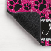 Individuelle Name Neon Hot Rosa Glitzer Schwarzer Mousepad (Ecke)