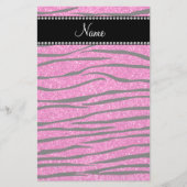 Individuelle Name Neon Hot Rosa Glitzer Zebra Stre Briefpapier (Vorderseite)