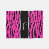 Individuelle Name Neon Hot Rosa Glitzer Zebra Stre Fleecedecke (Vorderseite (Horizontal))