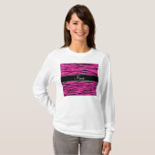 Individuelle Name Neon Hot Rosa Glitzer Zebra Stre T-Shirt (Vorne ganz)