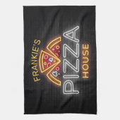 Individuelle Name Neon Italienisches Pizzeria Pizz Geschirrtuch (Vertikal)