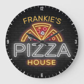 Individuelle Name Neon Italienisches Pizzeria Pizz Große Wanduhr (Vorderseite)