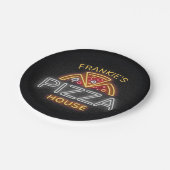 Individuelle Name Neon Italienisches Pizzeria Pizz Pappteller (Schrägansicht)