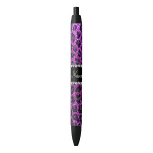 Individuelle Name Neon lila Glitzer Leopard Druck Kugelschreiber