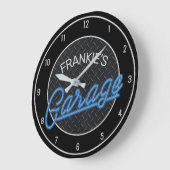 Individuelle Name Neon Look Diamant Garage Tools Große Wanduhr (Winkel)