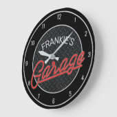 Individuelle Name Neon Look Diamant Garage Tools Große Wanduhr (Winkel)