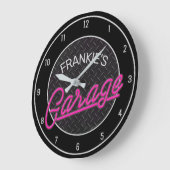 Individuelle Name Neon Look Diamant Garage Tools Große Wanduhr (Winkel)