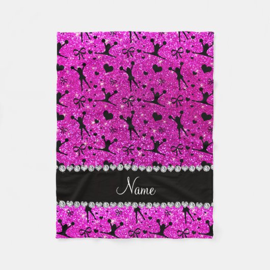 Individuelle Name Neon Rosa Glitzer Chefin Fleecedecke (Vorderseite)