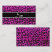 Individuelle Name Neon Rosa Glitzer Leoparden Telefonnummerkarte (Vorne/Hinten)