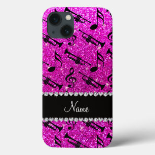 Individuelle Name Neon Rosa Glitzer Trompete Musik Case-Mate iPhone Hülle