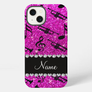 Individuelle Name Neon Rosa Glitzer Trompete Musik iPhone Hülle