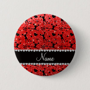Individuelle Name Neon Rot Glitzer Chefin Button
